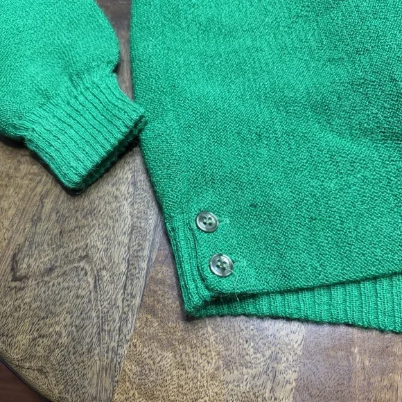 Vintage 70s Mohair Cardigan Sweater Green Medium